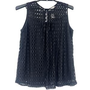 Shannon Ford NY Crochet Lace Womens Top Sz XL Boho Goth Witchy Whimsigoth Black